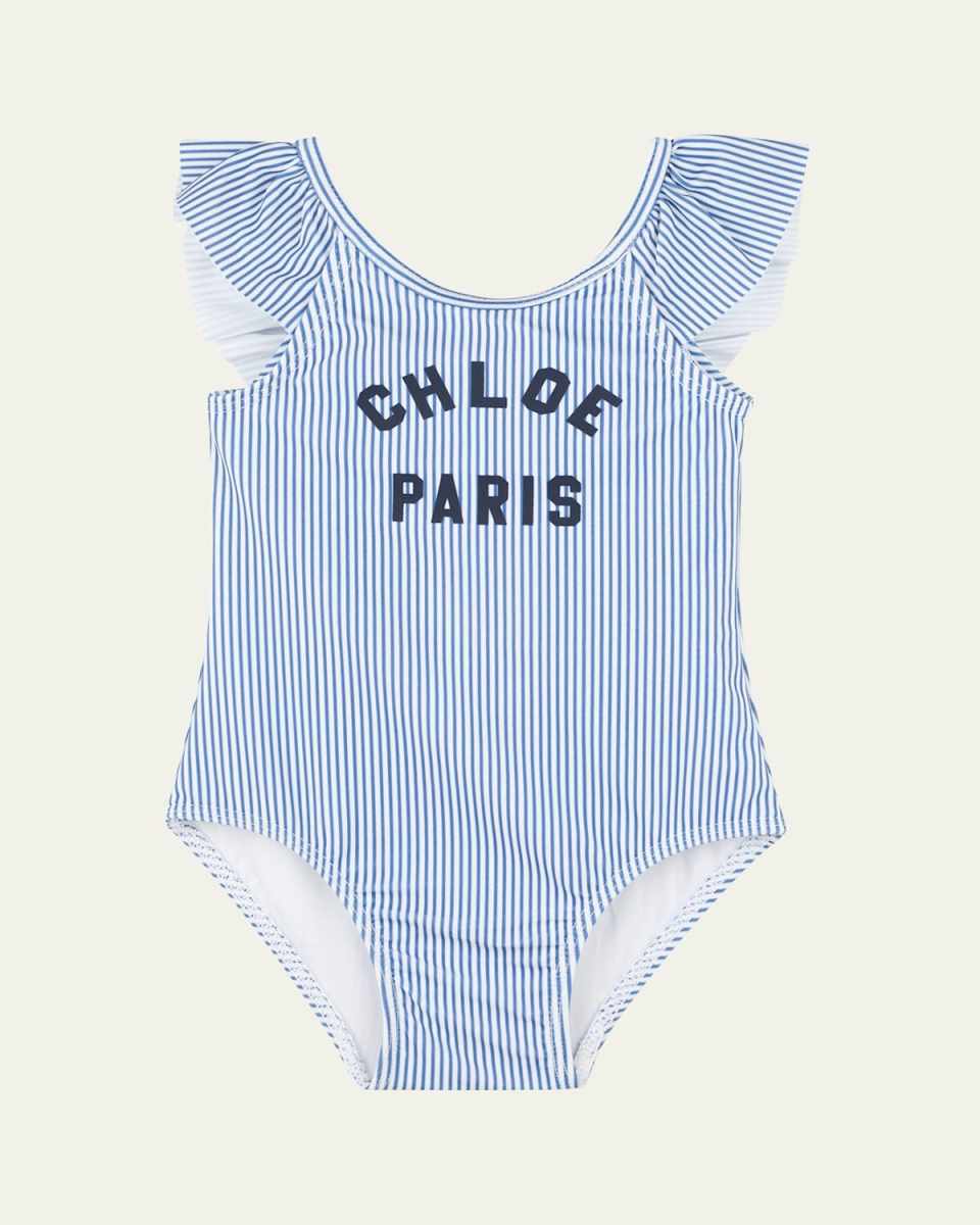 Girl's Logo-Print One-Piece Swimsuit, Size 6M-3